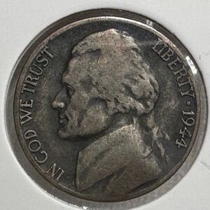 1944 S Jefferson Silver War Nickel WWII US Five Cents Coin San Francisco 0300